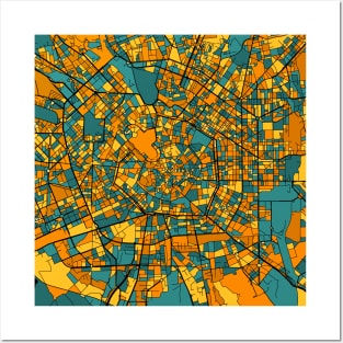 Milan Map Pattern in Orange & Teal Posters and Art